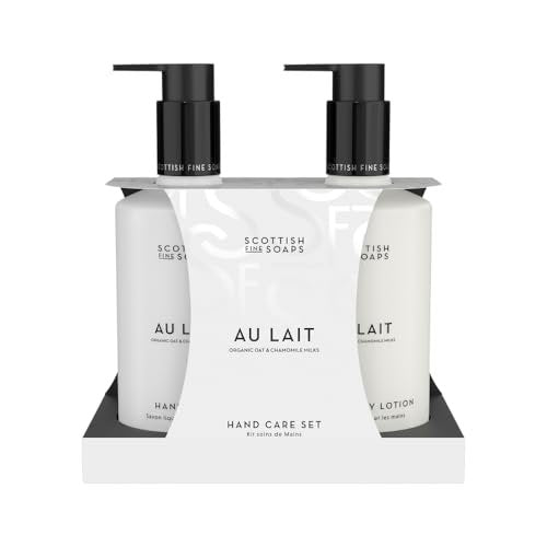 Scottish Fine Soaps Au Lait Luxury Hand Care Collection Set, Oat & Chamomile Milk, Vegan Friendly, Chocolate, Coconut & Sandalwood Fragrance - görsel 1