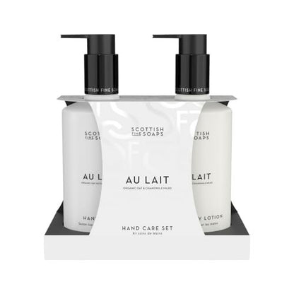 Scottish Fine Soaps Au Lait Luxury Hand Care Collection Set, Oat & Chamomile Milk, Vegan Friendly, Chocolate, Coconut & Sandalwood Fragrance