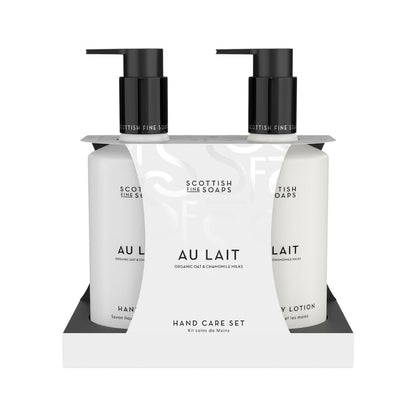 Scottish Fine Soaps Au Lait Luxury Hand Care Collection Set, Oat & Chamomile Milk, Vegan Friendly, Chocolate, Coconut & Sandalwood Fragrance