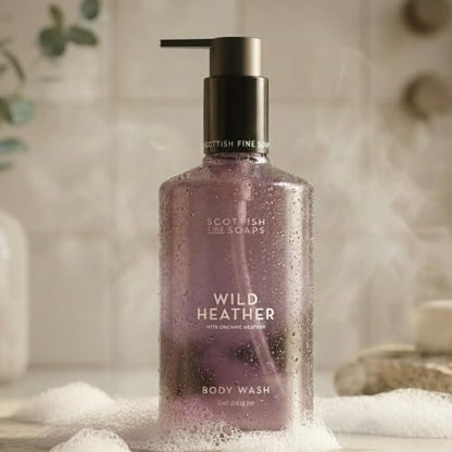 Scottish Fine Soaps Wild Heather Body Wash – Organic Heather Extract, Floral Honey Scent, Recyclable Bottle (300ml)