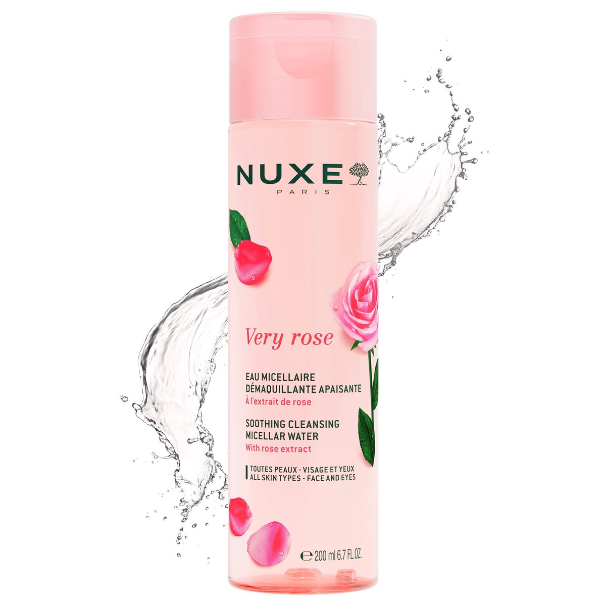 Nuxe Very Rose 3-in-1 Micellar Water - Soothing Facial Cleanser & Makeup Remover with Rose Extract, 6.7 Fl Oz Avelisse