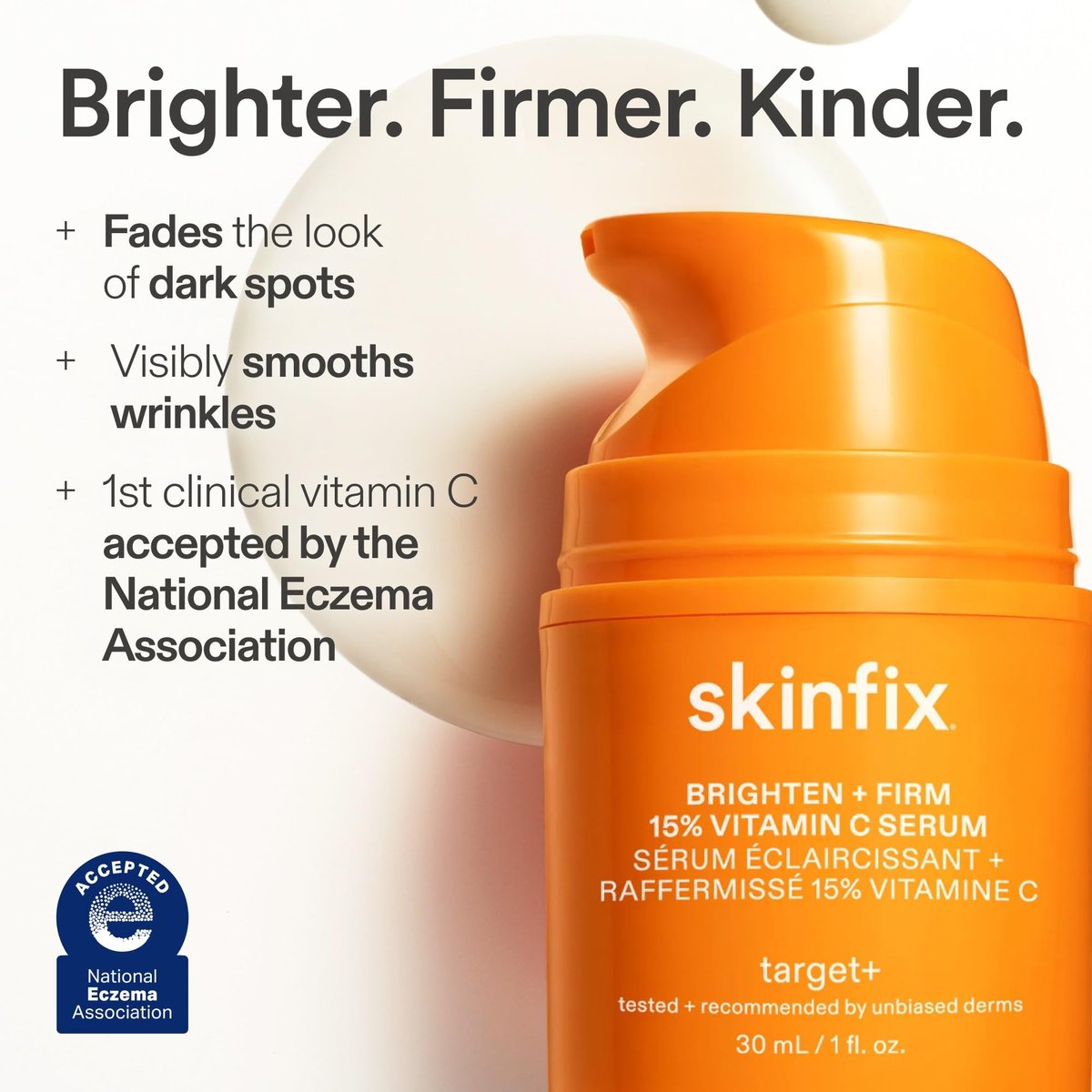 Skinfix Brighten + Firm 15% Vitamin C Serum for Face - Fades Dark Spots & Fine Lines - Safe for Sensitive & Aging Skin Avelisse