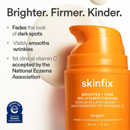 Skinfix Brighten + Firm 15% Vitamin C Serum for Face - Fades Dark Spots & Fine Lines - Safe for Sensitive & Aging Skin Avelisse