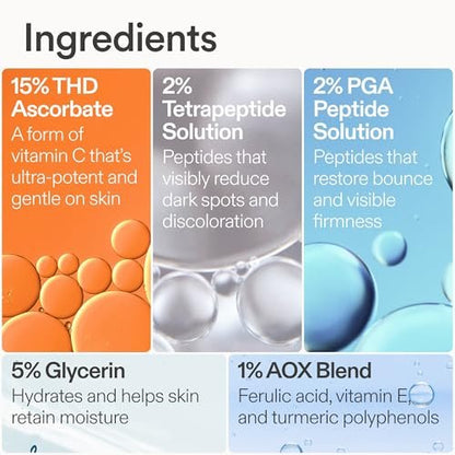 Skinfix Brighten + Firm 15% Vitamin C Serum for Face - Fades Dark Spots & Fine Lines - Safe for Sensitive & Aging Skin Avelisse
