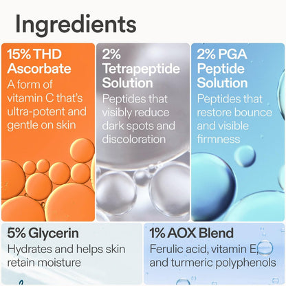 Skinfix Brighten + Firm 15% Vitamin C Serum for Face - Fades Dark Spots & Fine Lines - Safe for Sensitive & Aging Skin Avelisse