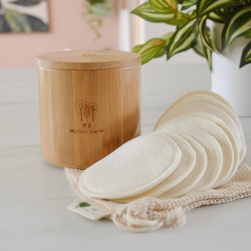 Reusable Hemp Cotton Rounds 15-Pack with Bamboo Storage Box – Ultra-Soft Organic Face Pads for Makeup Removal, Skincare, and Eco-Friendly Beauty Avelisse