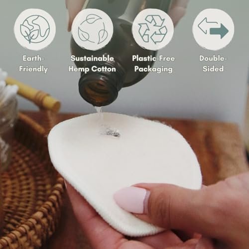 Reusable Hemp Cotton Rounds 15-Pack with Bamboo Storage Box – Ultra-Soft Organic Face Pads for Makeup Removal, Skincare, and Eco-Friendly Beauty Avelisse