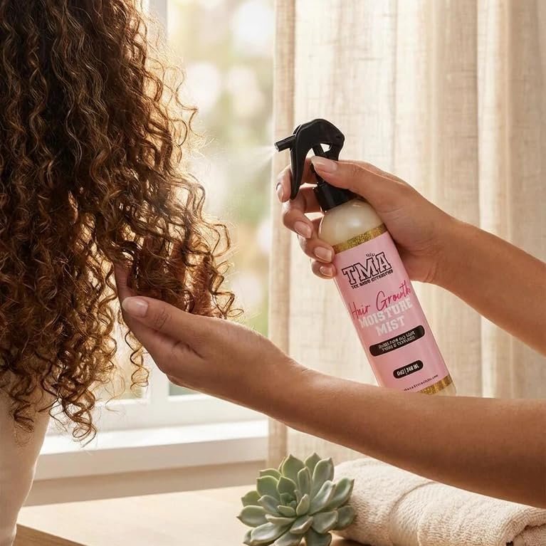 The Mane Attraction Nourishing Daily Hair Growth Moisture Mist - Lightweight Moisturizer for Thicker, Longer Hair with Aloe Vera, Sweet Almond Oil & Honey - 8 oz Avelisse