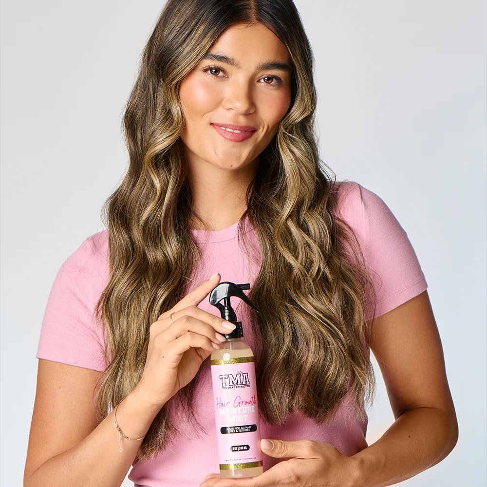 The Mane Attraction Nourishing Daily Hair Growth Moisture Mist - Lightweight Moisturizer for Thicker, Longer Hair with Aloe Vera, Sweet Almond Oil & Honey - 8 oz Avelisse