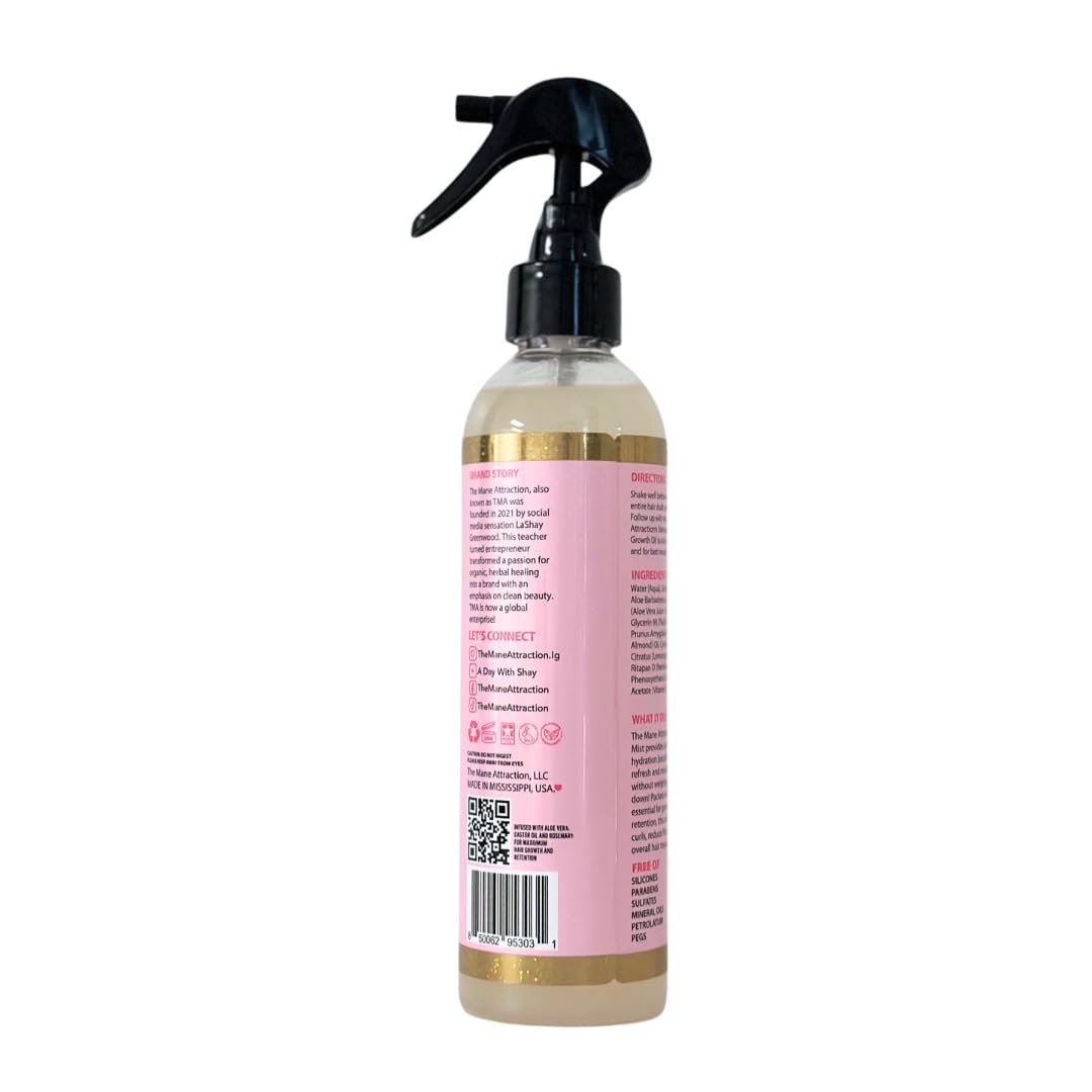 The Mane Attraction Nourishing Daily Hair Growth Moisture Mist - Lightweight Moisturizer for Thicker, Longer Hair with Aloe Vera, Sweet Almond Oil & Honey - 8 oz Avelisse