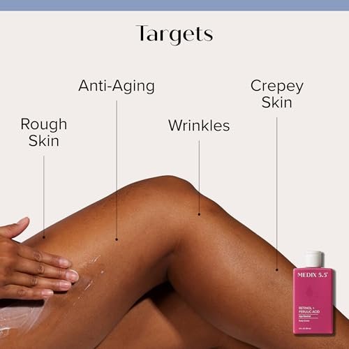 MEDIX 5.5 Best Sellers Travel Kit - Retinol Body Lotion, Glycolic Acid Body Wash, Vitamin F Body Oil - 3 Piece Crepey Skin Care Set Avelisse