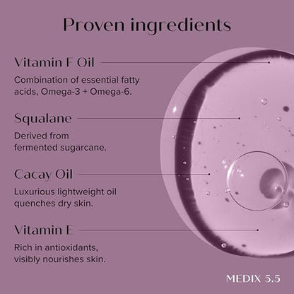 MEDIX 5.5 Best Sellers Travel Kit - Retinol Body Lotion, Glycolic Acid Body Wash, Vitamin F Body Oil - 3 Piece Crepey Skin Care Set Avelisse