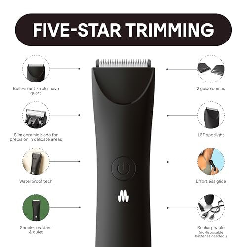 MERIDIAN Slimmer Trimmer – Electric Razor for Women, Bikini Line & Pubic Hair Trimmer, Rechargeable & Waterproof, Painless, Gentle, Quiet & Travel-Friendly, Onyx Avelisse