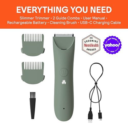 MERIDIAN Slimmer Trimmer – Electric Razor for Women, Bikini Line & Pubic Hair Trimmer, Rechargeable & Waterproof, Painless, Flawless Shave for Sensitive Skin, Gentle, Quiet & Travel-Friendly, Sage Avelisse