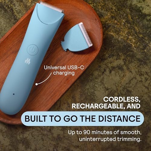 MERIDIAN Slimmer Trimmer – Electric Bikini Line & Pubic Hair Trimmer for Women, Waterproof & Rechargeable, Sky Avelisse