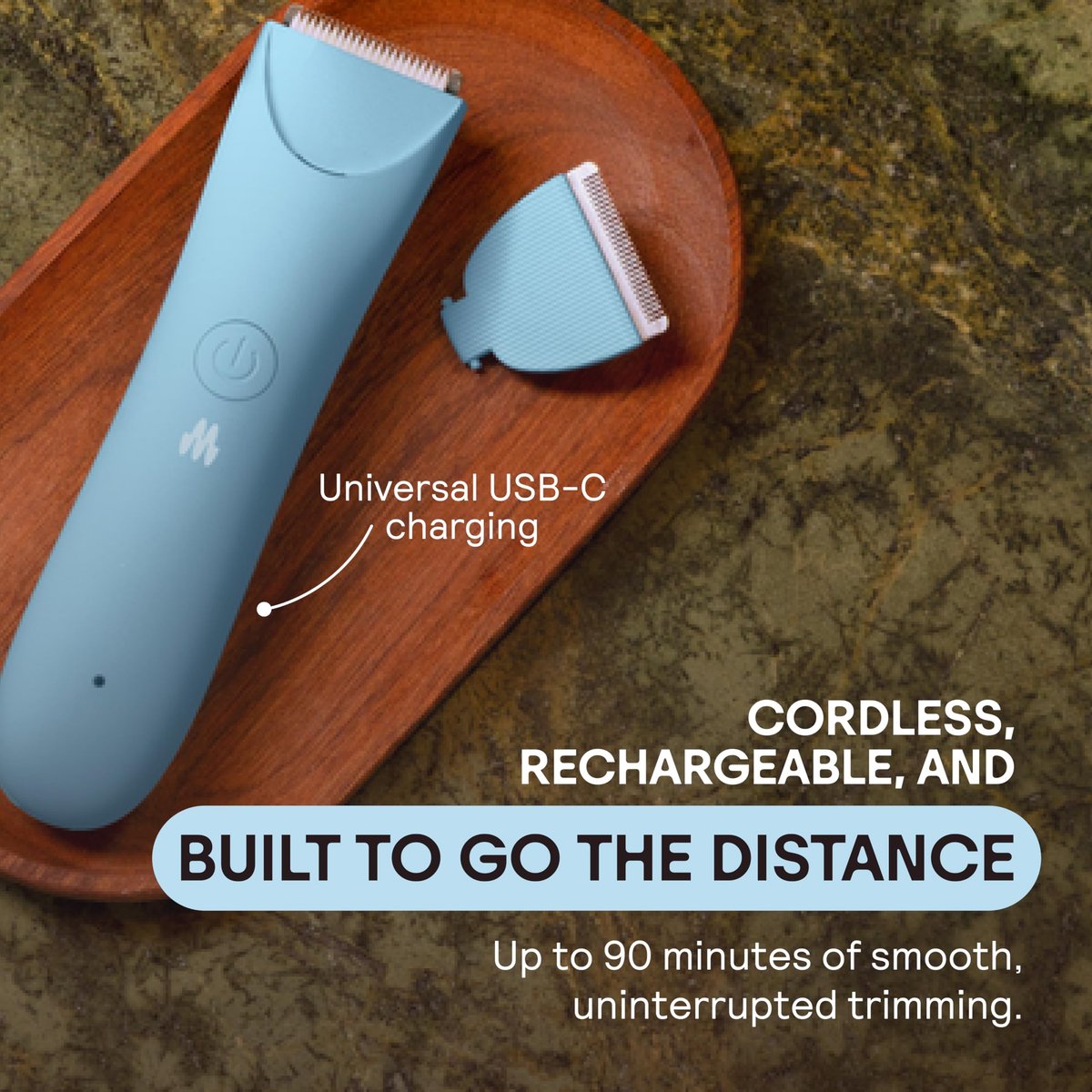 MERIDIAN Slimmer Trimmer – Electric Bikini Line & Pubic Hair Trimmer for Women, Waterproof & Rechargeable, Sky Avelisse
