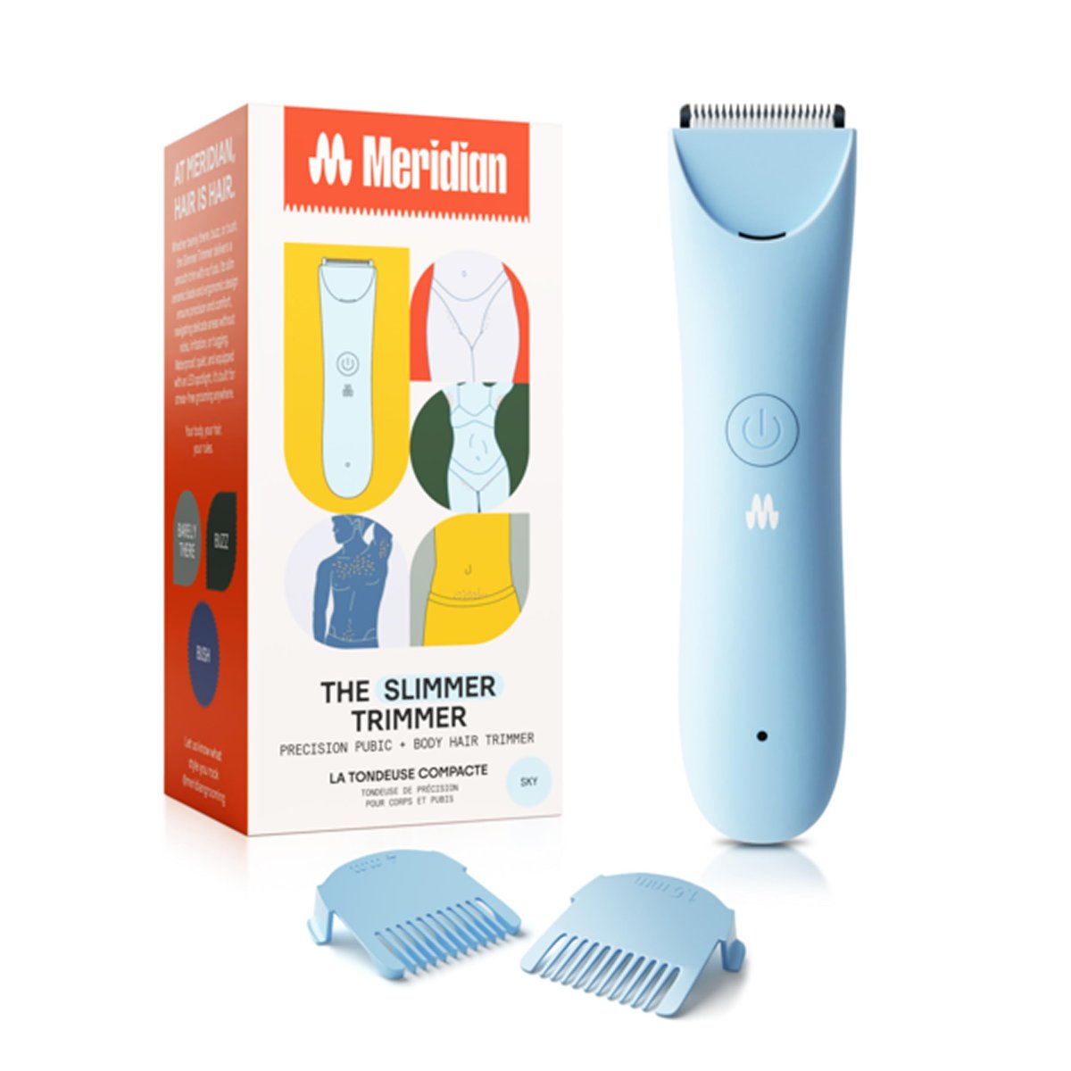 MERIDIAN Slimmer Trimmer – Electric Bikini Line & Pubic Hair Trimmer for Women, Waterproof & Rechargeable, Sky Avelisse