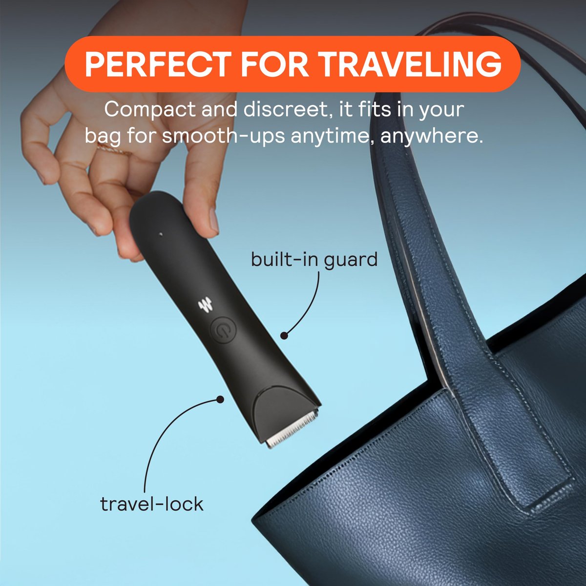 MERIDIAN Slimmer Trimmer – Electric Bikini Line & Pubic Hair Trimmer for Women, Waterproof & Rechargeable, Sky Avelisse