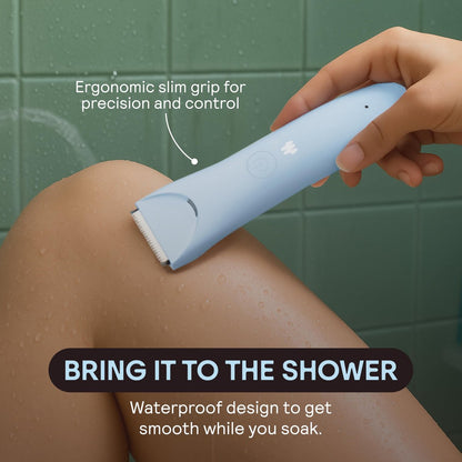 MERIDIAN Slimmer Trimmer – Electric Bikini Line & Pubic Hair Trimmer for Women, Waterproof & Rechargeable, Sky Avelisse
