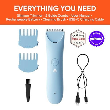 MERIDIAN Slimmer Trimmer – Electric Bikini Line & Pubic Hair Trimmer for Women, Waterproof & Rechargeable, Sky Avelisse