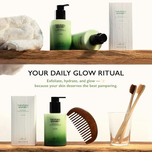 HARUHARU Wonder Black Bamboo Daily Smoothing Body Oil - Lightweight, Fast Absorption, Non-Greasy, Deeply Hydrating with Almond & Argan Oil, 6.76 fl oz - görsel 4