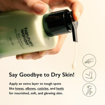 HARUHARU Wonder Black Bamboo Daily Smoothing Body Oil - Lightweight, Fast Absorption, Non-Greasy, Deeply Hydrating with Almond & Argan Oil, 6.76 fl oz