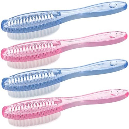 Handle Grip Nail Brush Two Sided Hand Fingernail Cleaning Brush Foot Scrub Brush Soft Stiff Bristles Fingernails Toenails Toes Scrubber Brushes for Men Women Kids, 4 PCS Avelisse