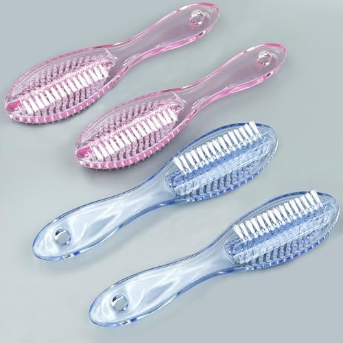Handle Grip Nail Brush Two Sided Hand Fingernail Cleaning Brush Foot Scrub Brush Soft Stiff Bristles Fingernails Toenails Toes Scrubber Brushes for Men Women Kids, 4 PCS Avelisse