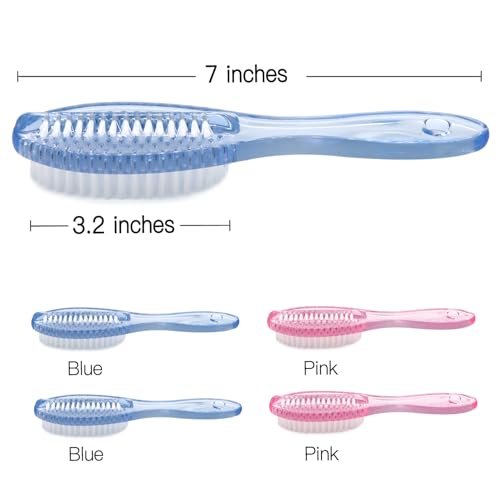 Handle Grip Nail Brush Two Sided Hand Fingernail Cleaning Brush Foot Scrub Brush Soft Stiff Bristles Fingernails Toenails Toes Scrubber Brushes for Men Women Kids, 4 PCS Avelisse