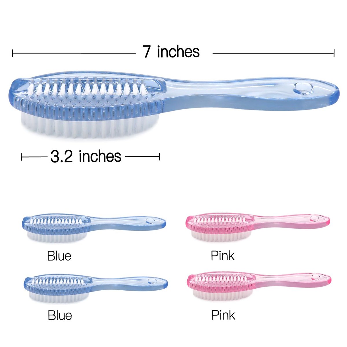 Handle Grip Nail Brush Two Sided Hand Fingernail Cleaning Brush Foot Scrub Brush Soft Stiff Bristles Fingernails Toenails Toes Scrubber Brushes for Men Women Kids, 4 PCS Avelisse