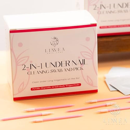 LINNEA Under Nail Cleaning Swab & Picks, 2-in-1 Disposable Nail Cleaner, 60 Individually Wrapped, Pre-Soaked in 70% Isopropyl Alcohol, Fingernail Cleaning Tool for Hygiene & Nail Care Avelisse