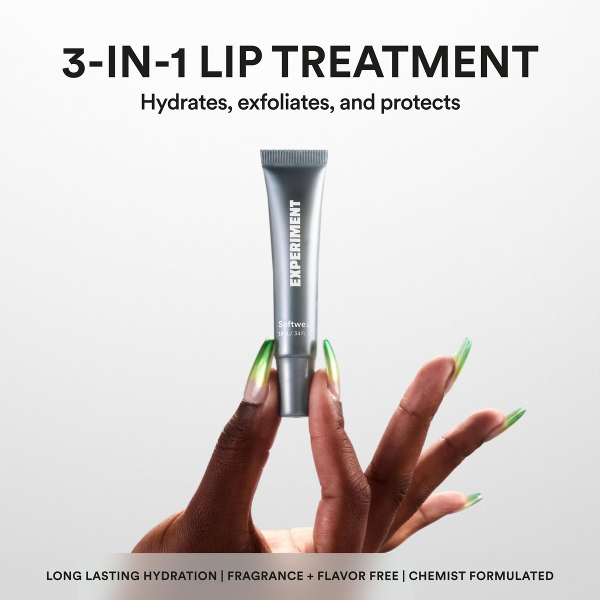 Experiment Softwear Smoothing Lip Treatment Balm - 24hr Hydration with Squalane, Glycerin, & Pomegranate Sterols - Intensive Moisture & Repair for Extra Dry, Flaky Lips - Vegan Lip Balm, .34 FL OZ - görsel 3