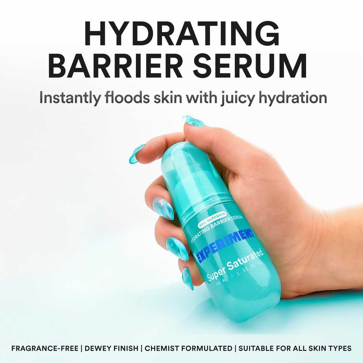 Experiment Super Saturated Ultra Hydrating Barrier Serum – 30% Glycerin, Polyglutamic Acid + Prickly Pear – 1.35 FL OZ – Intensive Moisture for Plump, Dewy Skin – Hydrating Serum for All Skin Types Avelisse
