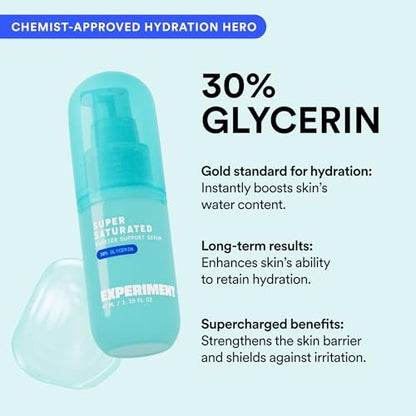 Experiment Super Saturated Ultra Hydrating Barrier Serum – 30% Glycerin, Polyglutamic Acid + Prickly Pear – 1.35 FL OZ – Intensive Moisture for Plump, Dewy Skin – Hydrating Serum for All Skin Types Avelisse