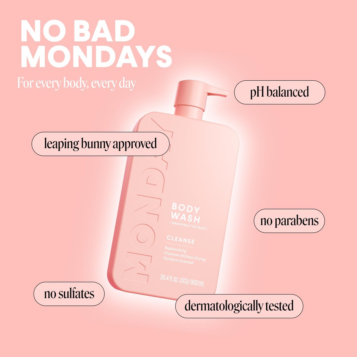 MONDAY HAIRCARE CLEANSE Body Wash with Grapefruit Extract, Hyaluronic Acid, Shea Butter, Coconut Oil for Normal to Oily/Combination Skin - 30.4 Fl Oz - görsel 11