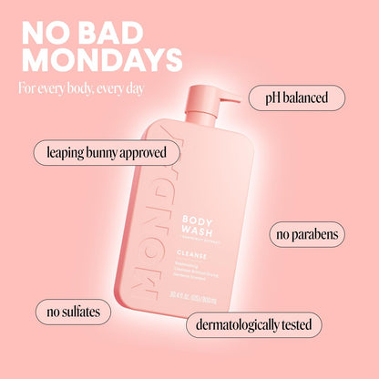 MONDAY HAIRCARE CLEANSE Body Wash with Grapefruit Extract, Hyaluronic Acid, Shea Butter, Coconut Oil for Normal to Oily/Combination Skin - 30.4 Fl Oz