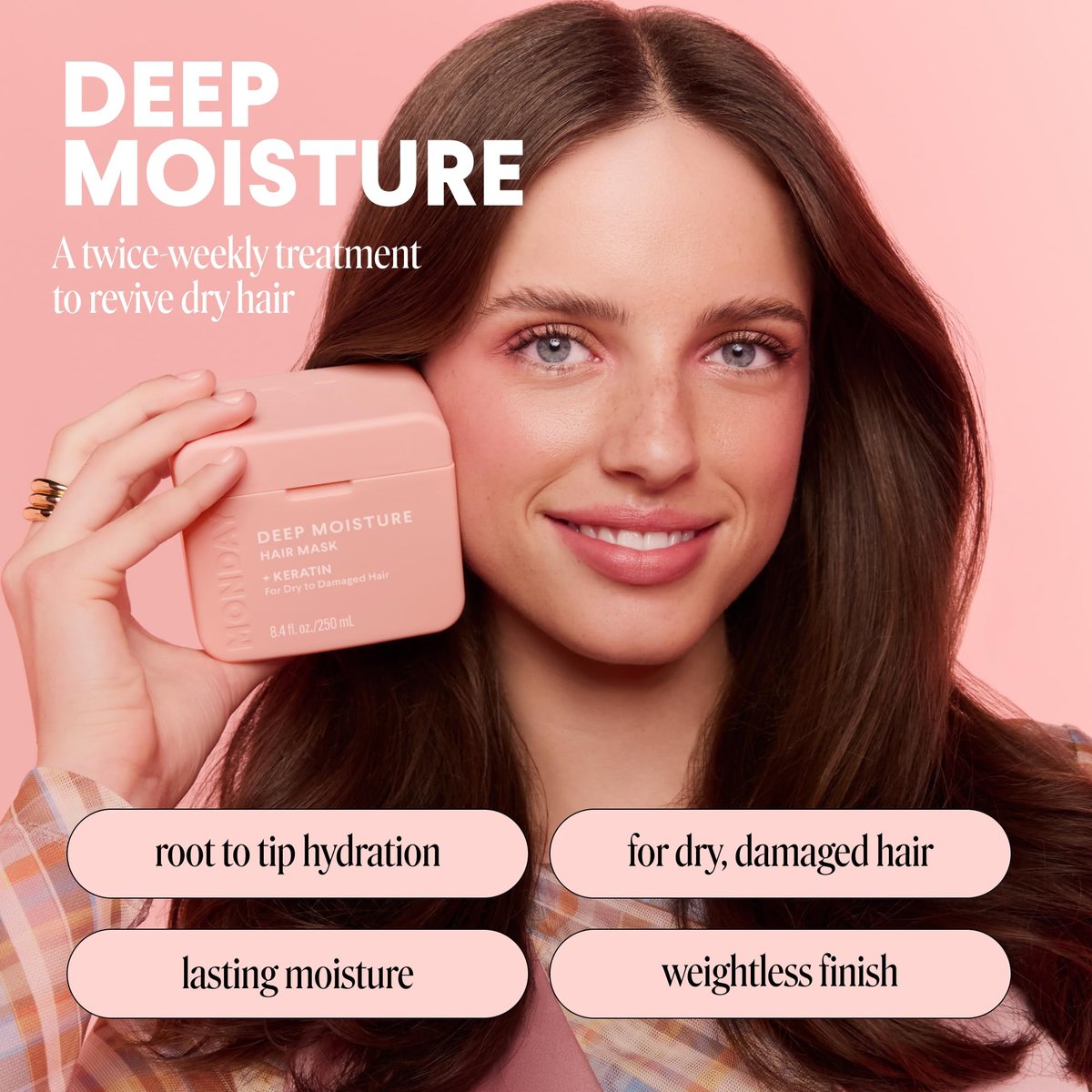 MONDAY HAIRCARE Deep Moisture Hair Mask with Keratin, Argan Oil, Shea Butter & Coconut Oil for Dry to Damaged Hair – 250 mL - görsel 5