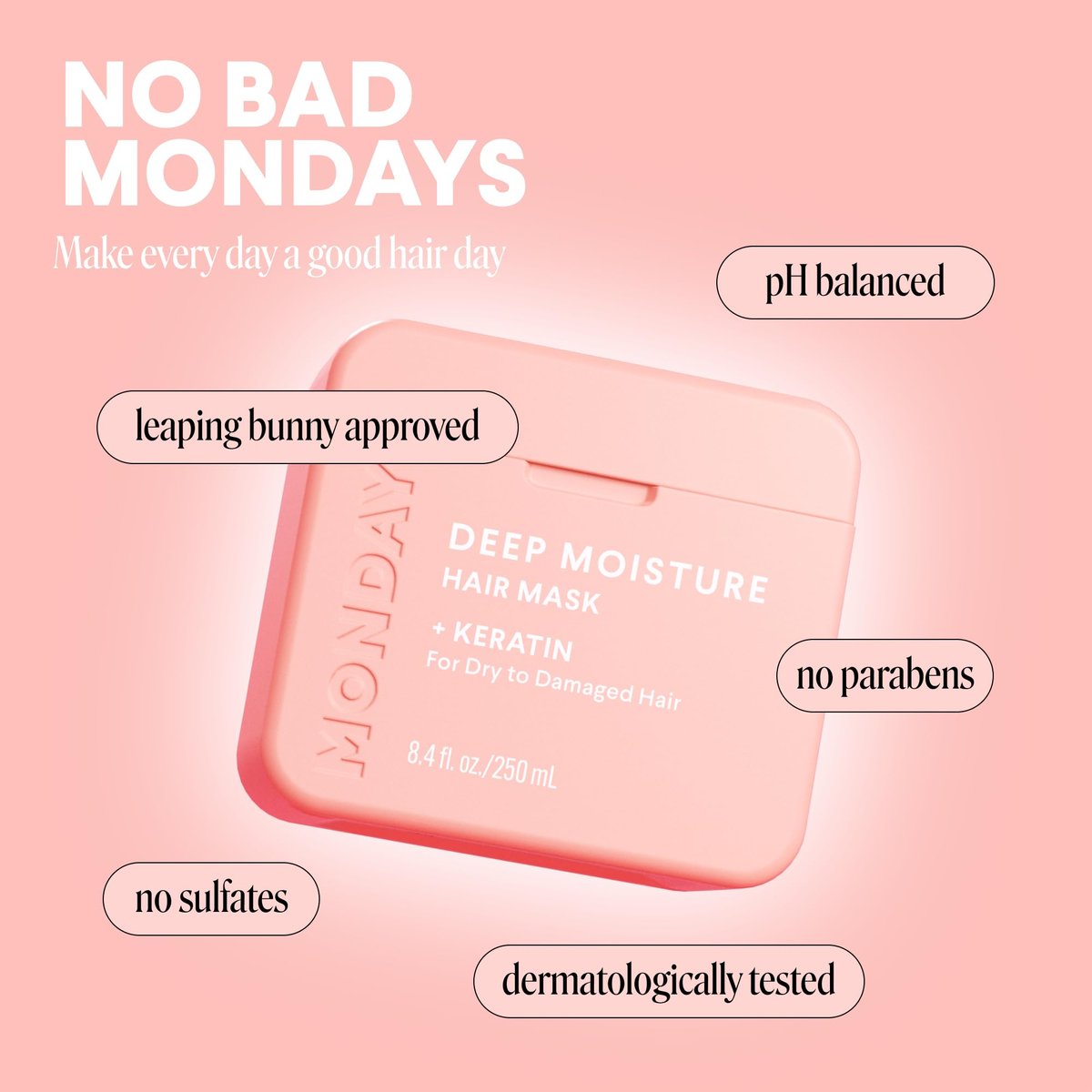 MONDAY HAIRCARE Deep Moisture Hair Mask with Keratin, Argan Oil, Shea Butter & Coconut Oil for Dry to Damaged Hair – 250 mL - görsel 9