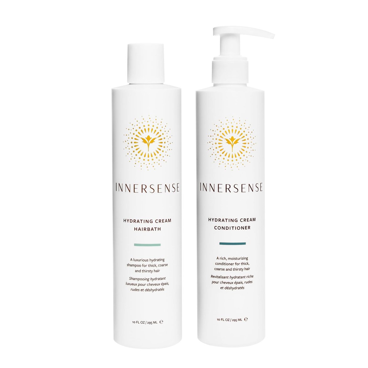 INNERSENSE Organic Beauty Natural Hydrating Hairbath Shampoo + Cream Conditioner Duo | Non-Toxic, Cruelty-Free Clean Haircare, 10 fl oz Each Avelisse