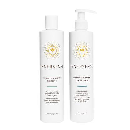 INNERSENSE Organic Beauty Natural Hydrating Hairbath Shampoo + Cream Conditioner Duo | Non-Toxic, Cruelty-Free Clean Haircare, 10 fl oz Each Avelisse