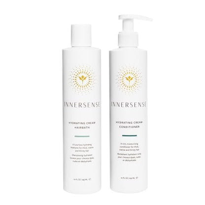 INNERSENSE Organic Beauty Natural Hydrating Hairbath Shampoo + Cream Conditioner Duo | Non-Toxic, Cruelty-Free Clean Haircare, 10 fl oz Each Avelisse
