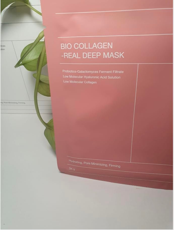 Korean Bio Collagen Face Mask - Deep Hydrating Pore Reducing Mask for Glass Glowy Skin | 4 Count - görsel 1