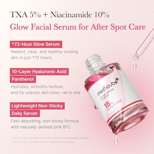 Medicube TXA+Niacinamide 15% Glow Facial Serum for After Spot Care | All-in-One Daily Korean Skincare | Uneven Skin Tone, Texture, and Hydration Care | High-Potency Tranexamic Acid 5% | 1.01 fl.oz Avelisse