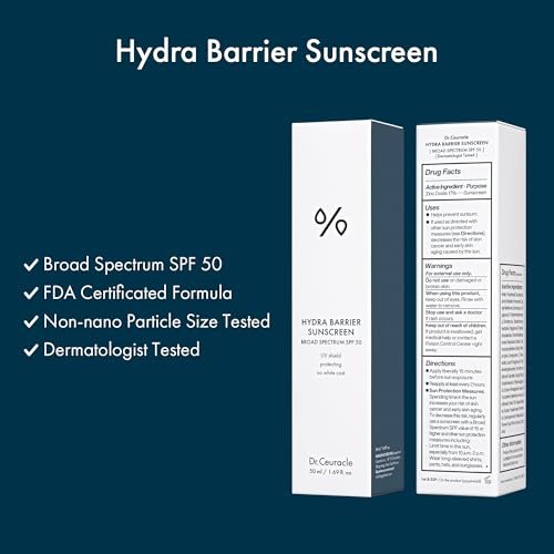 Dr.Ceuracle Hydra Barrier Mineral Sunscreen SPF 50 - Korean Sunscreen with Zinc Oxide & Hyaluronic Acid, Dewy Glow 50ml Avelisse