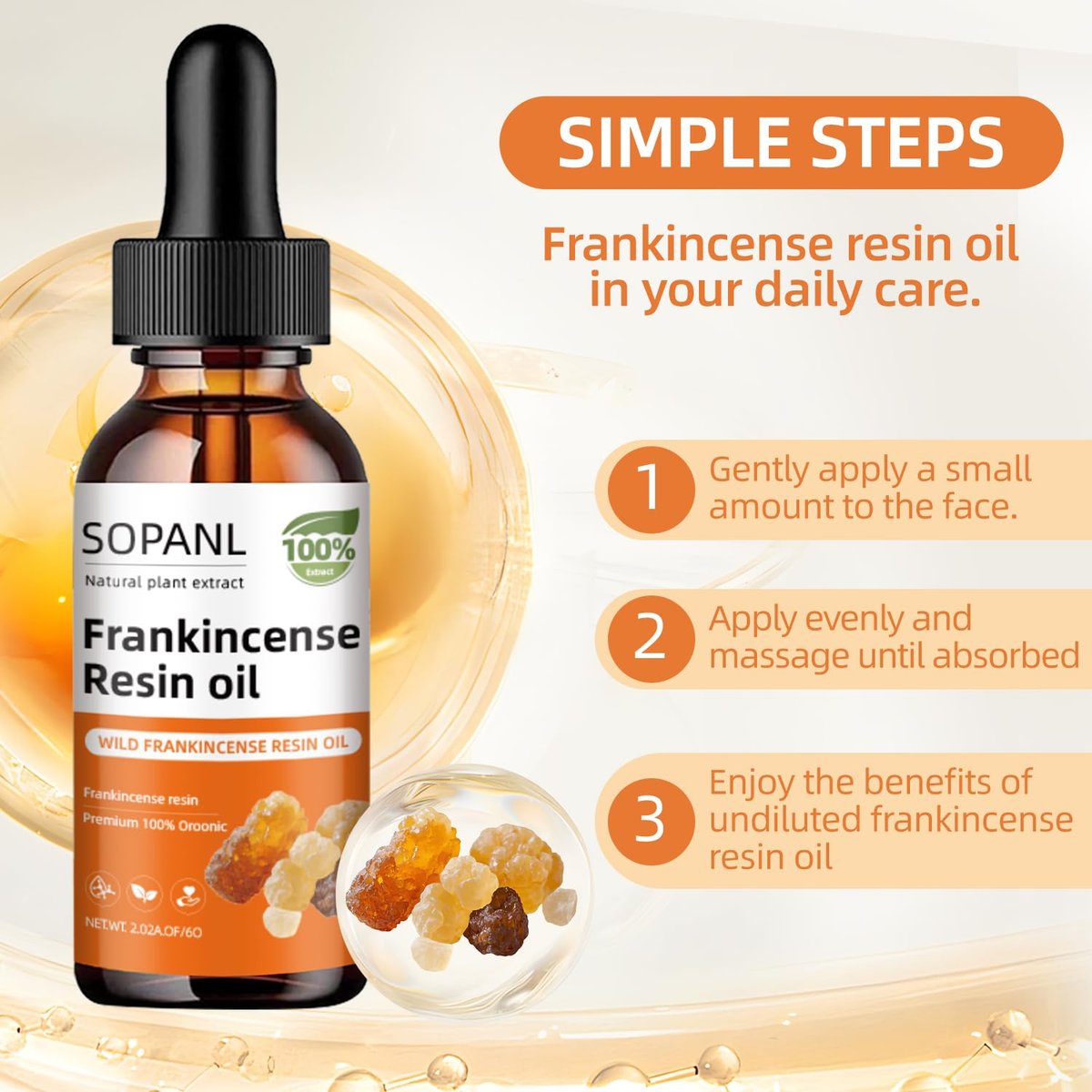 Organic Frankincense Resin Oil for Face - Reduces Fine Lines & Wrinkles, Soothes Irritated Skin, Deep Hydration for All Skin Types, Daily Skincare, 2 Fl Oz Avelisse