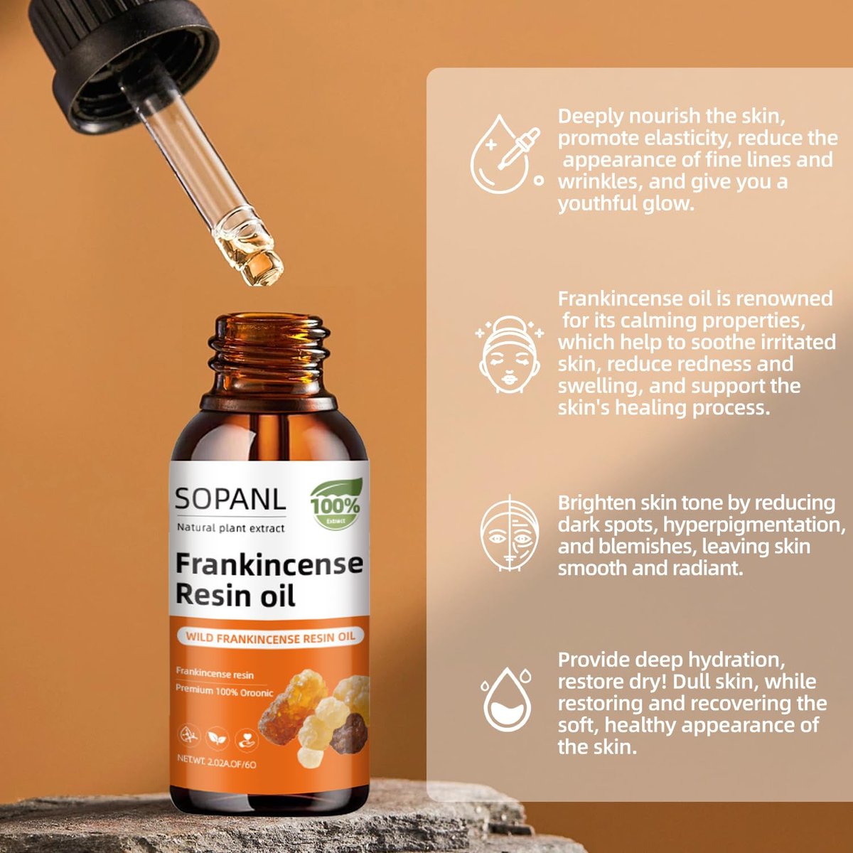 Organic Frankincense Resin Oil for Face - Reduces Fine Lines & Wrinkles, Soothes Irritated Skin, Deep Hydration for All Skin Types, Daily Skincare, 2 Fl Oz Avelisse