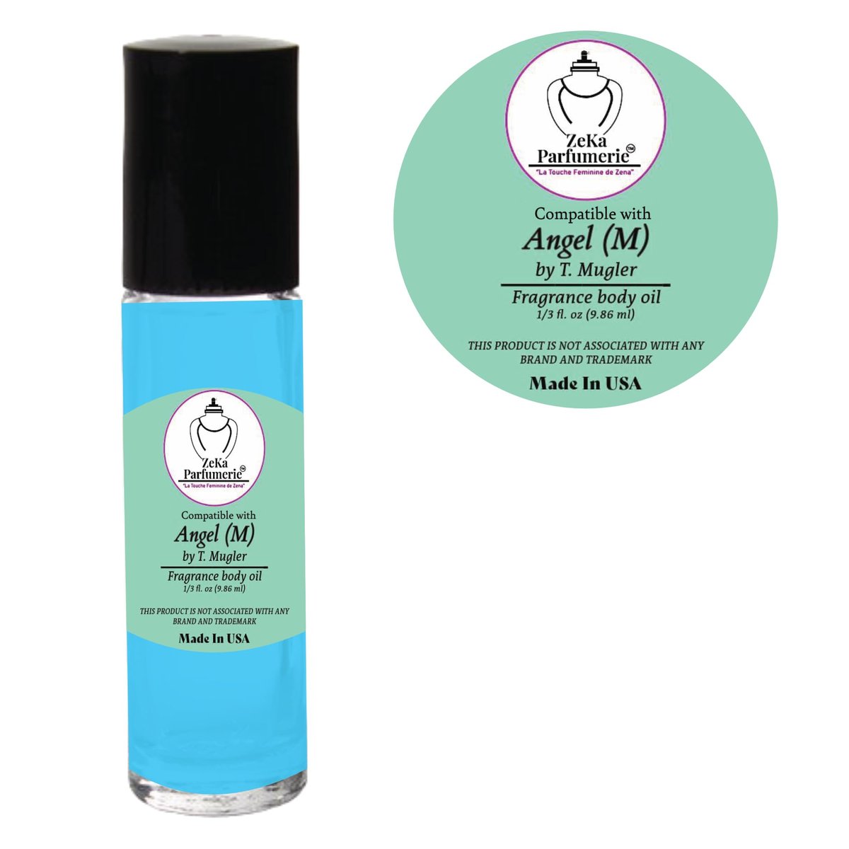 ZEKA PARFUMERIE Angel for Men Inspired Fragrance Body Oil – Travel Size Roll-On (0.33 fl oz) - görsel 3