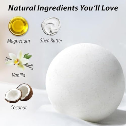 Magnesium Bath Bombs for Post Workout Recovery – Sore Muscle Relief with Epsom Salt, Vanilla, Shea Butter & Coconut – Perfect Stocking Stuffers Gift Avelisse