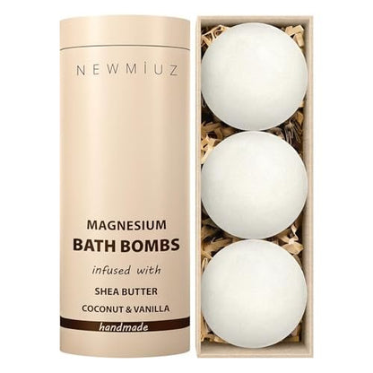 Magnesium Bath Bombs for Post Workout Recovery – Sore Muscle Relief with Epsom Salt, Vanilla, Shea Butter & Coconut – Perfect Stocking Stuffers Gift Avelisse