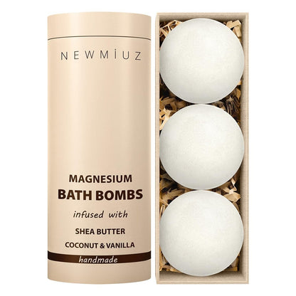 Magnesium Bath Bombs for Post Workout Recovery – Sore Muscle Relief with Epsom Salt, Vanilla, Shea Butter & Coconut – Perfect Stocking Stuffers Gift Avelisse